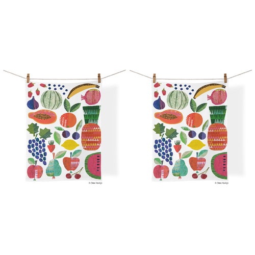 2PK WerkShoppe Cotton Kitchen Tea Towel 53.5x71cm - Fruit Stand