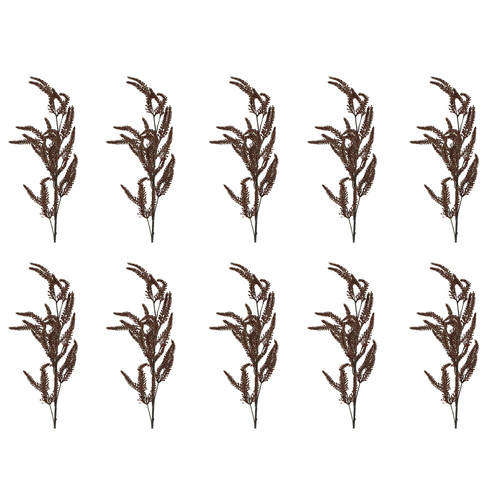 10PK Belle Dried Look Grass Frond 1m Artificial Faux Plant - Brown