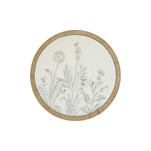 Darlin Wildflowers V1 Metal/Rattan Hanging Wall Art Round 64x64cm