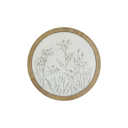 Darlin Wildflowers V2 Metal/Rattan Hanging Wall Art Round 64x64cm