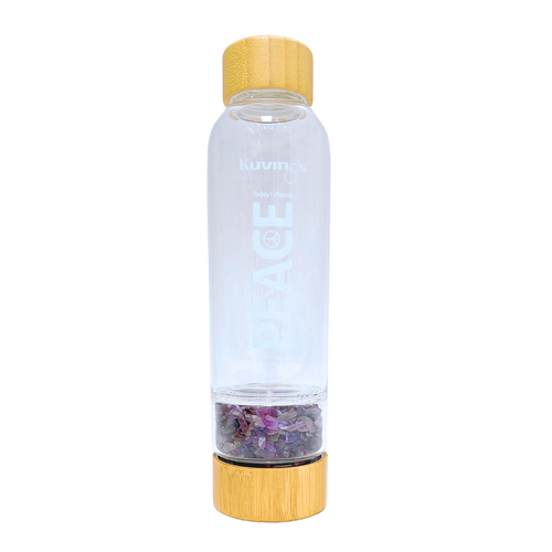 Kuvings Glass Water Bottle With Amethyst Crystals 500ml - Peace