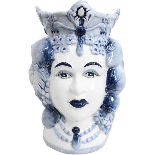 LVD Ceramic Queen Of Lemons Flower Vase Home Decor Medium Blue