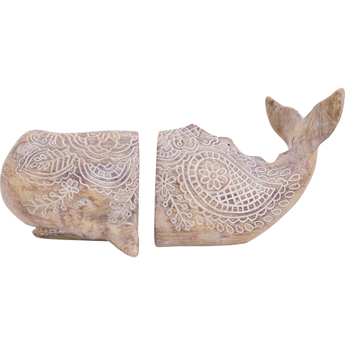 LVD Whale Bookends Boho Natural Decorative Display Home Lounge Decor