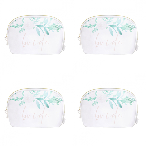 4PK Splosh Wedding Bride Cosmetic Bag Makeup Pouch - White