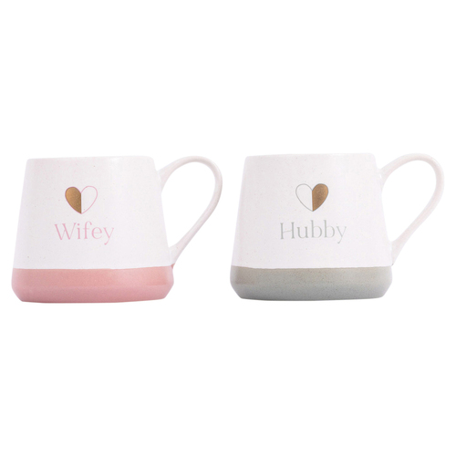 2pc Splosh Wedding Wifey & Hubby Ceramic Mug Set 440ml