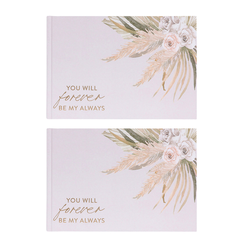 2PK Splosh Floral Wedding Guest Signature/Signing Book 29x20cm