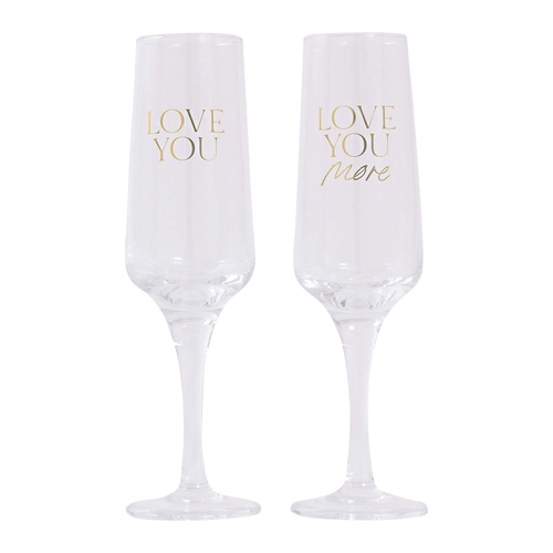 2pc Splosh Wedding Love You Wine Glass Set 22cm - Clear