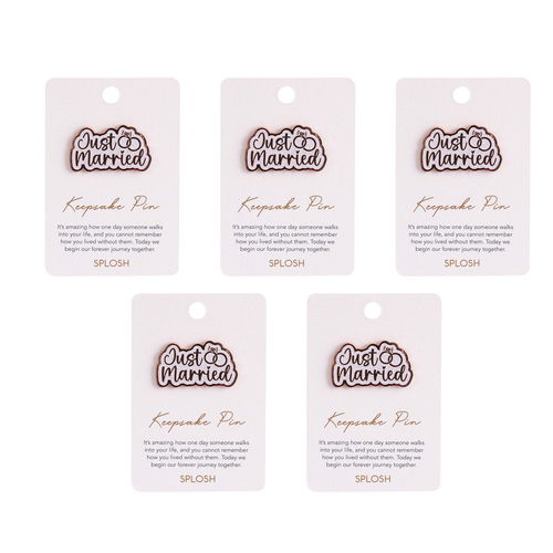 5PK Splosh Enamel Wedding Just Married Keepsake Pin 4.5cm - Rose Gold