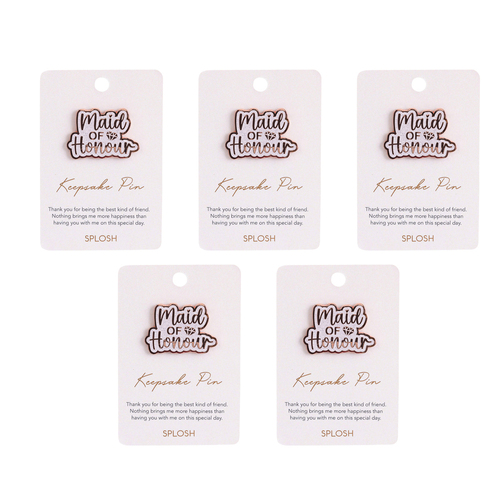 5PK Splosh Enamel Wedding Maid Of Honour Keepsake Pin 4.5cm - Rose Gold