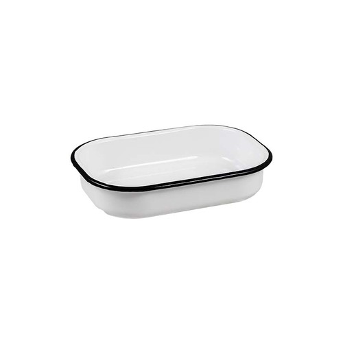 Urban Style Enamelware 21cm Multipurpose Rectangle Tray w/ Black Rim White