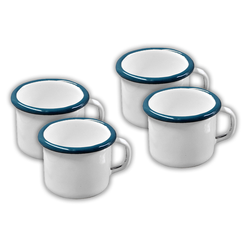 4PK Urban Style Enamel 80ml Coffee Mug w/ Handle White