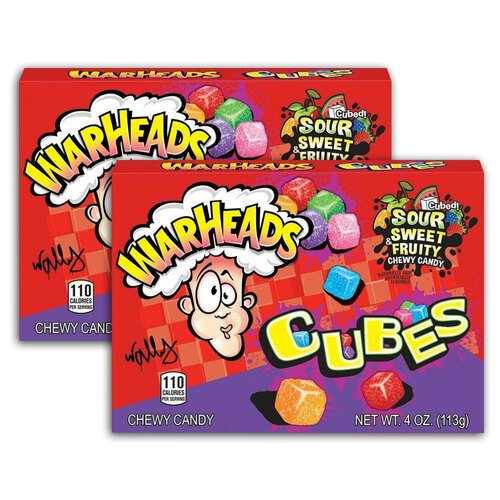 2PK Warheads Chewy Cubes 113g (4oz) Theater Box