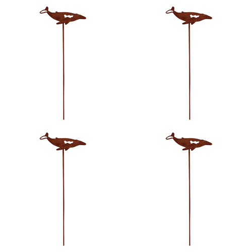 4PK LVD Metal 90cm Garden Stake Decorative Ornament Whale