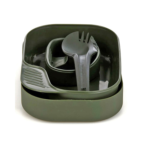 7pc Wildo Camp-A-Box Complete Camping Set Utensils/Bowl/Plate/Cup Olive