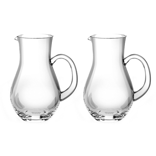 2x Wilmax England Round Crystalline 80ml Glass Jug - Clear