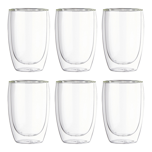 6pc Wilmax England 100ml Thermo Double Wall Glass Cup - Clear