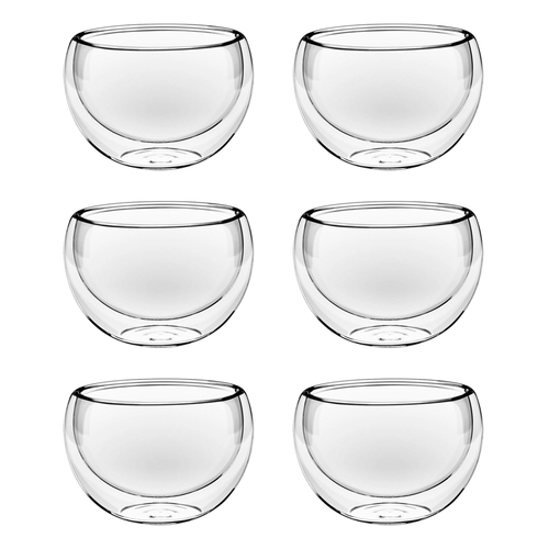 6pc Wilmax England Thermo Glass 120ml Double Wall Bowl - Clear