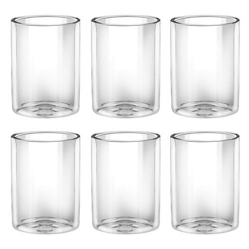 6pc Wilmax England Thermo 100ml Straight Double Wall Glass Cup - Clear