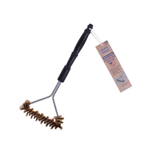 White Magic Medium Brass 40cm Spiral BBQ Cleaning Brush - Black