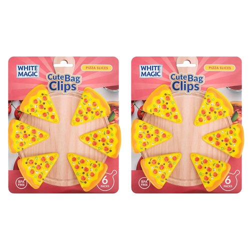 2PK White Magic Cute Novelty Bag Seal Clips Pizza Slices Design