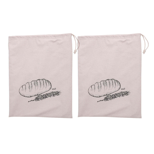 2x Eco Basics Bread Fabric Bag Storage Breathable Pouch