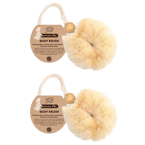 2PK Eco Basics Natural Plus Body Care Cleaning Shower Brush