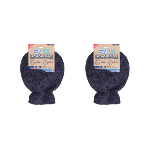 2x Eco Cloth Bathroom Glove Surface Cleaner Dual Sided - Denim