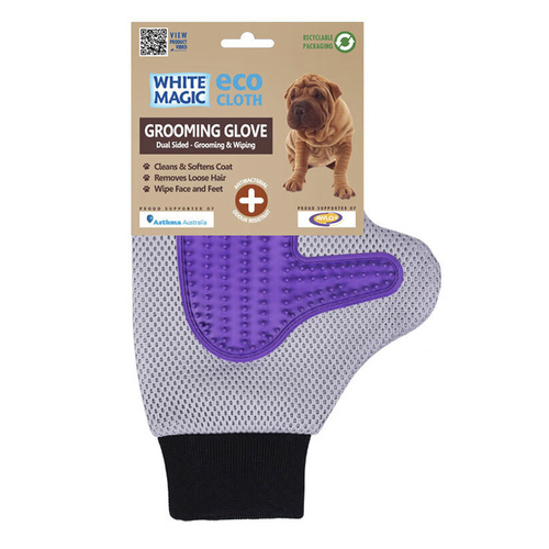 White Magic Dual Sided Pet Dog 26x18cm Grooming Wiping Glove