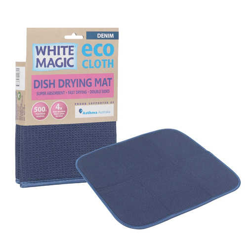 White Magic Eco Cloth Dish Drying Mat 45 x 40cm Denim