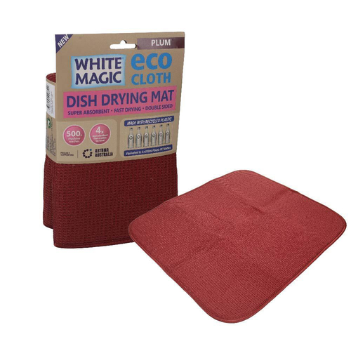 White Magic Eco Cloth Dish Plate/Glass Drying Mat Plum 20x15cm