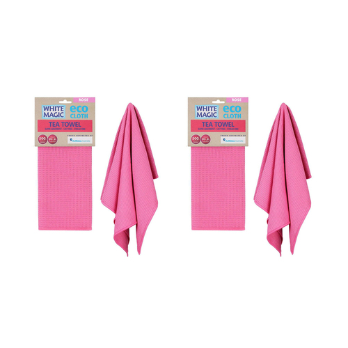 2x White Magic 70x50cm Tea Towel Super Absorbent - Rose