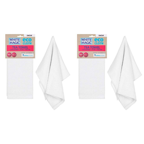 2x White Magic 70x50cm Tea Towel Super Absorbent - Snow