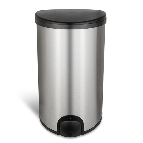 White Magic 50L Smart Bin Toe Tap Rubbish Trash Can - Silver