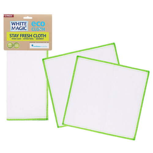 2PK Eco Cloth Stay Fresh 30x29cm Absorbent Cloth - White