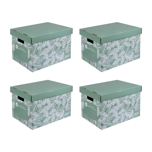 4PK Marbig We Mean Green Enviro Recycled Cardboard Archive Box Leafy Green