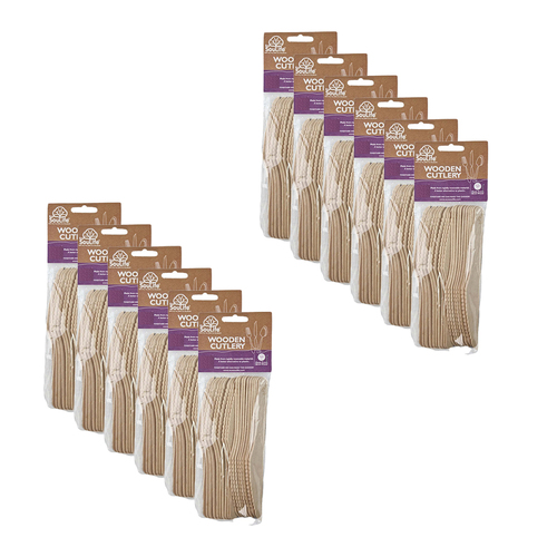 12x 20pc EcoSouLife Back to Nature Disposable Wooden Cutlery Knife