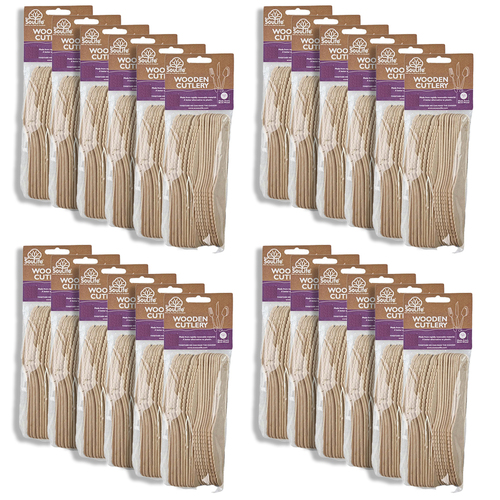 24x 20pc EcoSouLife Back to Nature Disposable Wooden Cutlery Knife