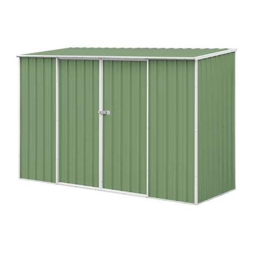 Warlock 3x2.1m Skillion Garden Shed Double Sliding Door - Green