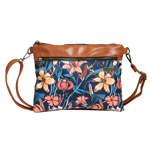 Tosca Women's/Ladie's Slinger Cross Body Bag - Blue Flower