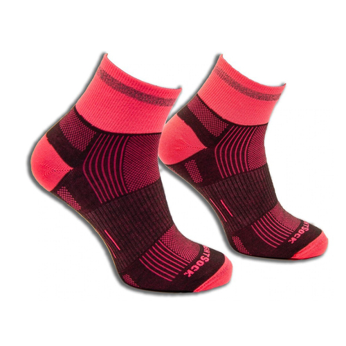 Wrightsock Eco Run Reflective Quarter Grey/Pink Unisex Socks S AU 4-6 Women