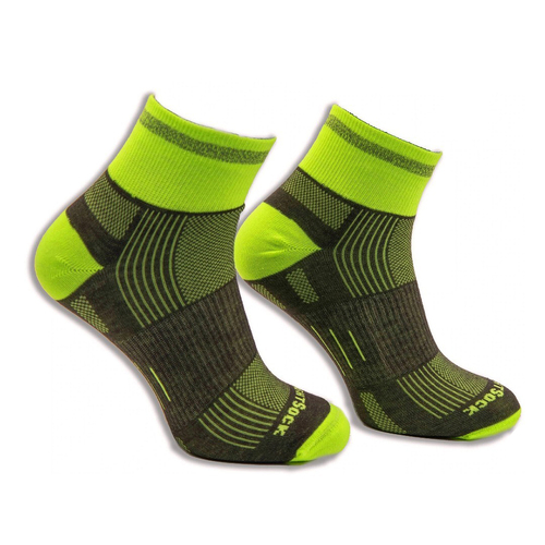 Wrightsock Eco Run Reflective GRY/Yellow Socks M AU 4-7.5 Mens/6.5-9 Womens