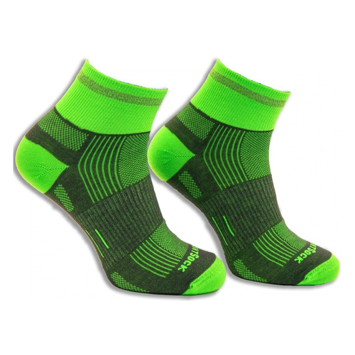 Wrightsock Eco Run Reflective Quarter GRY/Green Unisex Socks XL AU 12+ Mens