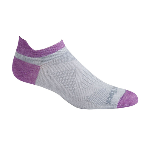 Wrightsock Coolmesh II Tab Lt Grey/Plum Womens Socks S AU 4-6