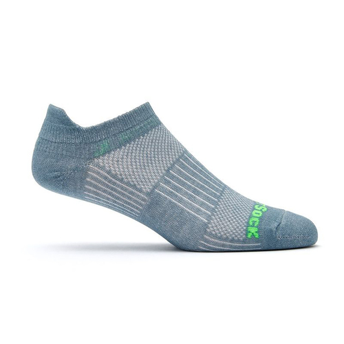 Wrightsock Coolmesh II Tab Steel/Grey/Neon Green Socks S AU 4-6 Womens