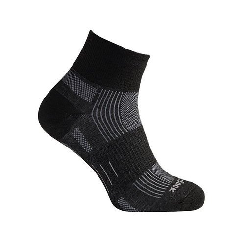 Wrightsock Eco Explore Quarter Black Unisex Socks S AU 4-6 Womens