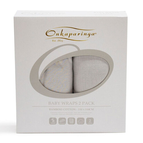 2PK Onkaparinga Baby Cotton Jersey Sleeping Wraps - Silver