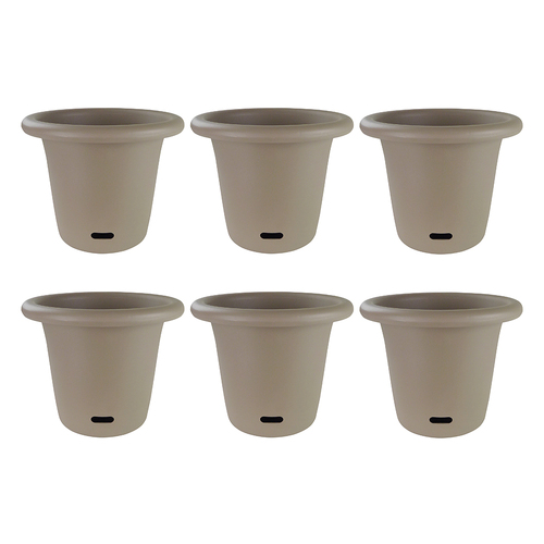 6PK Homeleisure WaterSaver Round Pot Planter 34cm Taupe Home Garden 