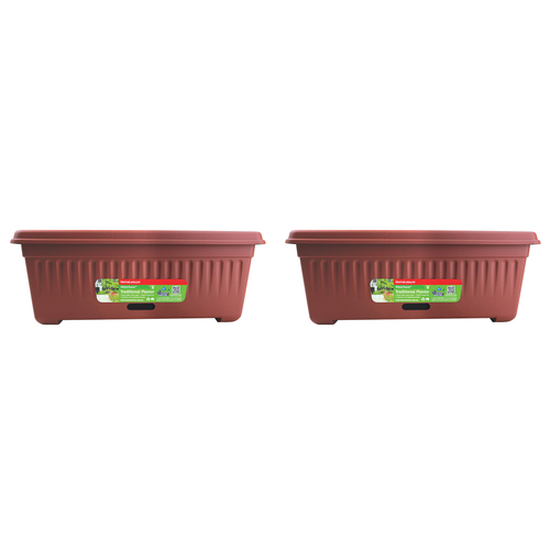 2PK Homeleisure WaterSaver Traditional Rectangle Pot Planter 68cm Manor Red