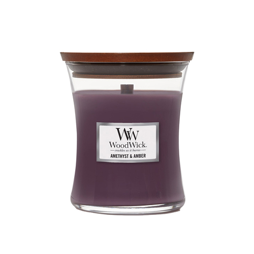 WoodWick 274g Scented Candle Amethyst & Amber Medium - Purple