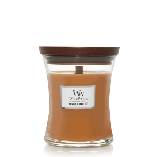 WoodWick Vanilla Toffee Scented Crafted Candle Glass Jar Soy Wax Medium